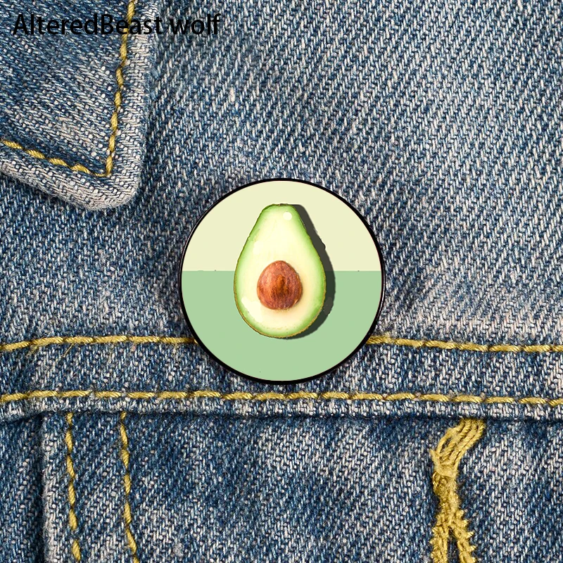 

Avocado Half Slice Tropical Fruit Pin Custom Funny Brooches Shirt Lapel Bag Cute Badge Cute Jewelry Gift for Lover Girl Friends