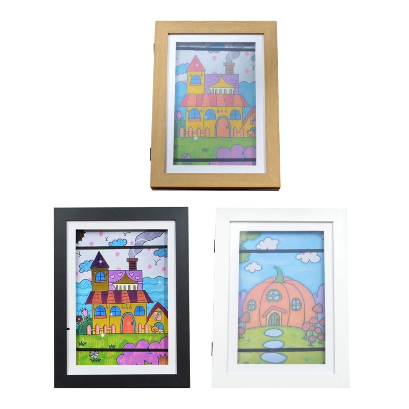 

1PC Kids Art Frame Set Size Wooden Replaceable Photo Display Kids Artwork