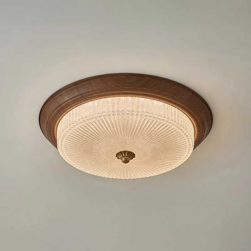 Стеклянный абажур орехового цвета с гравировкой французский ретро-стиль в