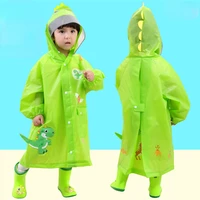 childrens raincoat boys and girls kindergarten full body big hat brim childrens poncho with schoolbag dinosaur rain gear