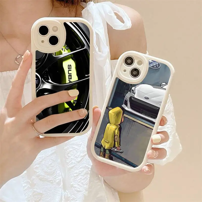 

JDM WRX Sti Car Design-Subarus Phone Case For iPhone 14 Plus 13 12 11 Pro Max Mini X XS XR Soft Silicone White Cover