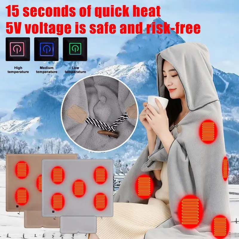 

Heated Shawl Wrap Wearable Heated Blanket Soft & Warm Fleece Portable Scarf Neck Shoulder Blanket For Bedroom Office Couch