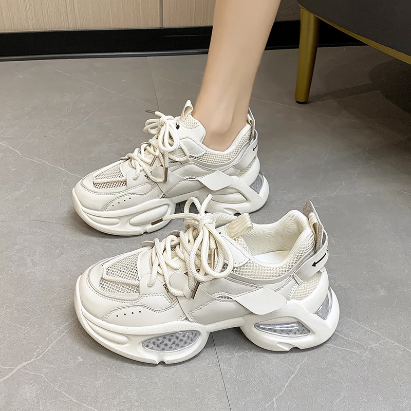 2023 Spring/Summer Thick Sports Shoes Platform Shoes Women's Wedge Casual Shoes Breathable Women's Fashion Outdoor Sports Shoes