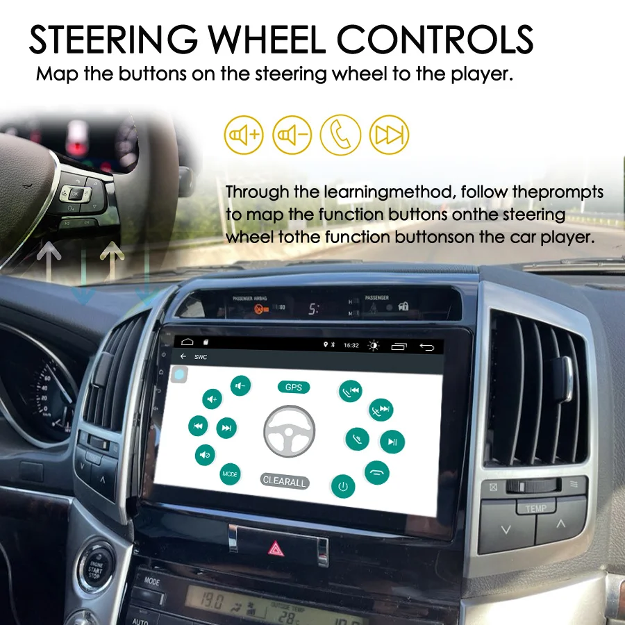 2 Din Android 12 сенсорный экран мультимедийный автомобильный видеоплеер для Toyota Land