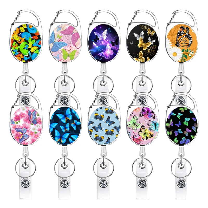

1Pc Women Beauty Business Badge Reel Clips Doctors Nurses Girl Cardholders Butterfly Card Holder Retractable Badge Reel Clip