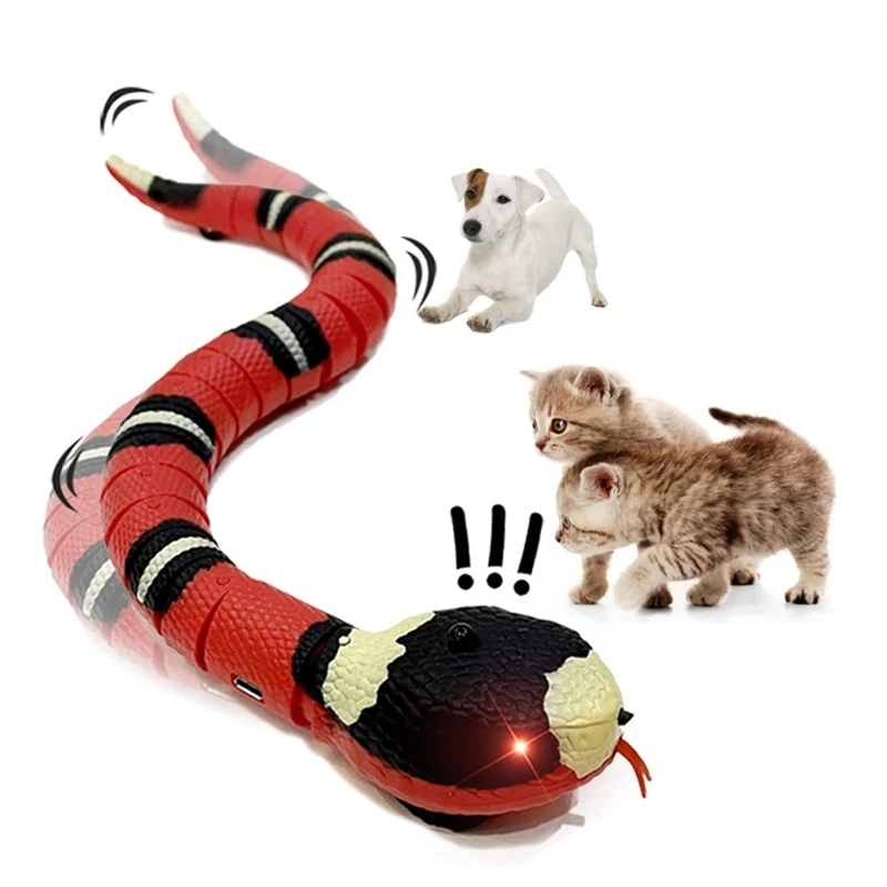 

Pet Cat Snake Toy Smart Sensing Obstacles and Escape, Realistic S-Shaped Moving Electro-Sensing Cat Snake Toy Rechargeable