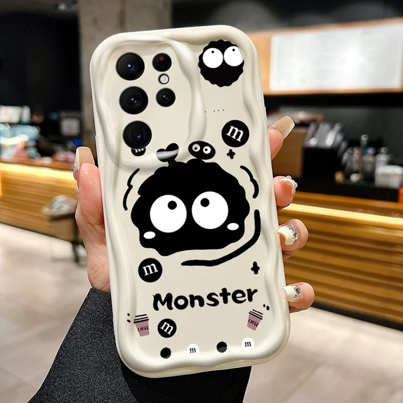 Кофейный черный волнистый чехол с изображением монстра для телефона Samsung Galaxy S24