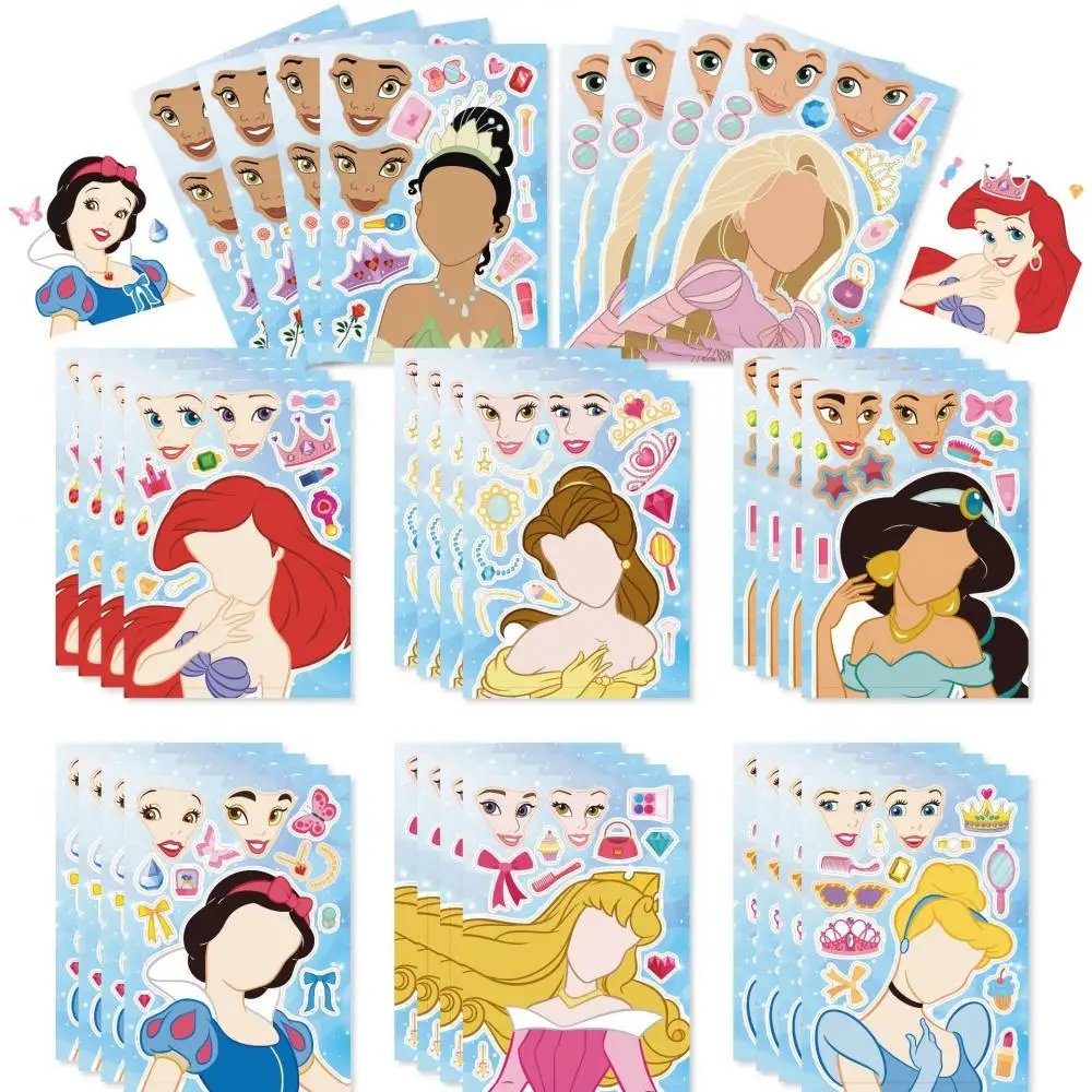 

16Pcs Classic European and American Cartoon Princess Sticker Girl's Kindergarten Reward Sticker Sisters Dressing Sticker