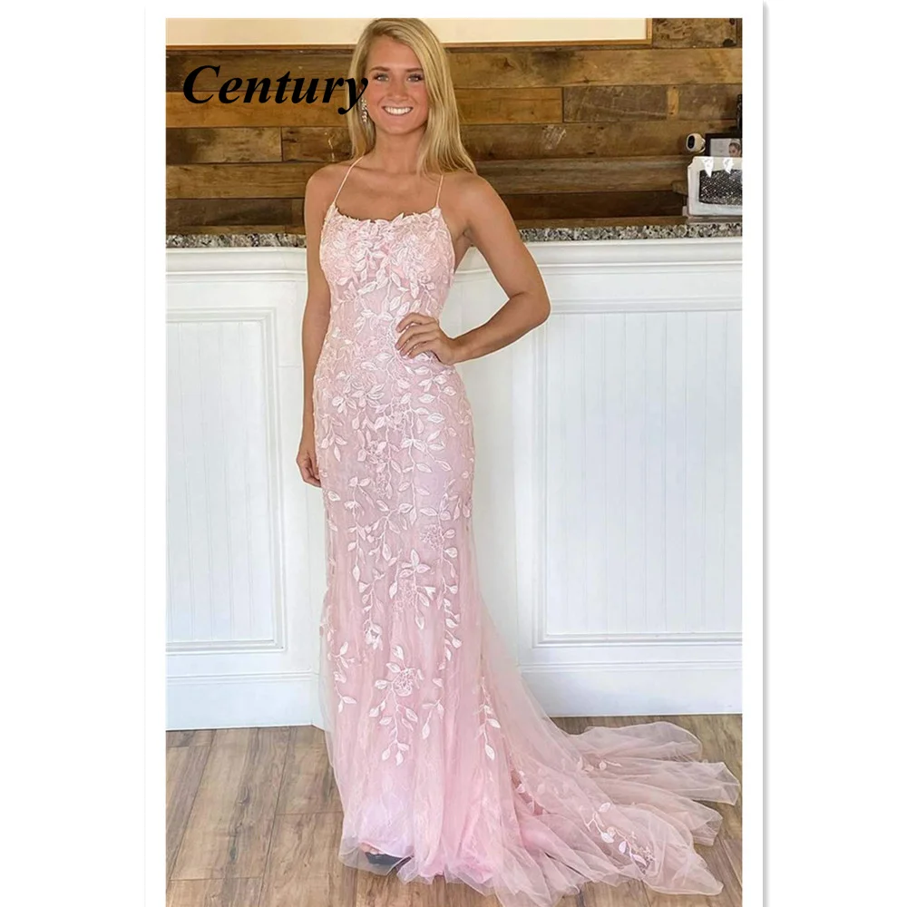 

Sequin Prom Dressses Mermaid Evening Dressses Court Train Wedding Party Dresss Pink Blush Evening Gown Lace Up Back Prom Gown