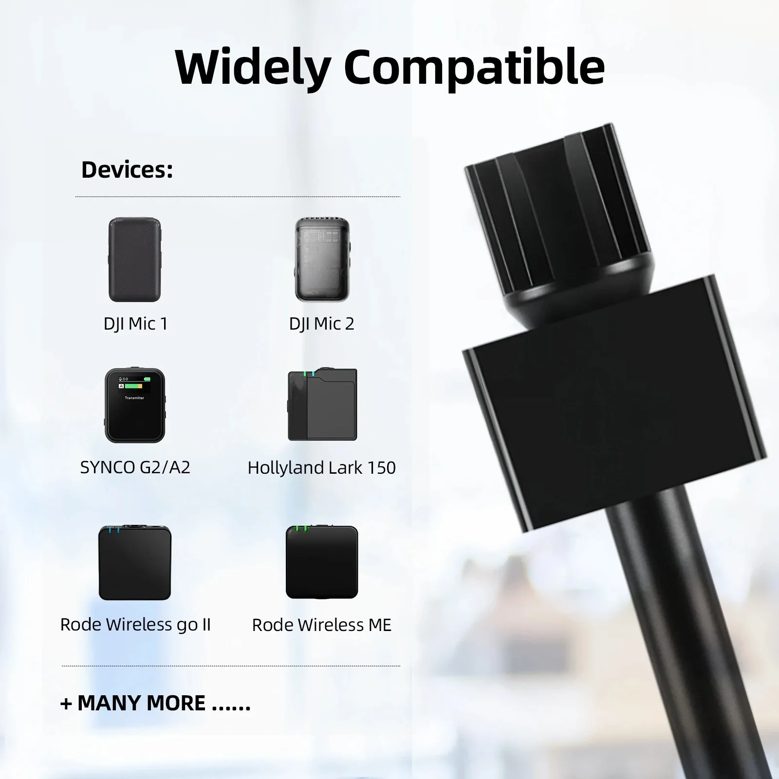 Фото Держатель микрофона CaTeFo для DJI Mic Rode Wireless GO2, ручная подставка для интервью с флагштоком для микрофона №3