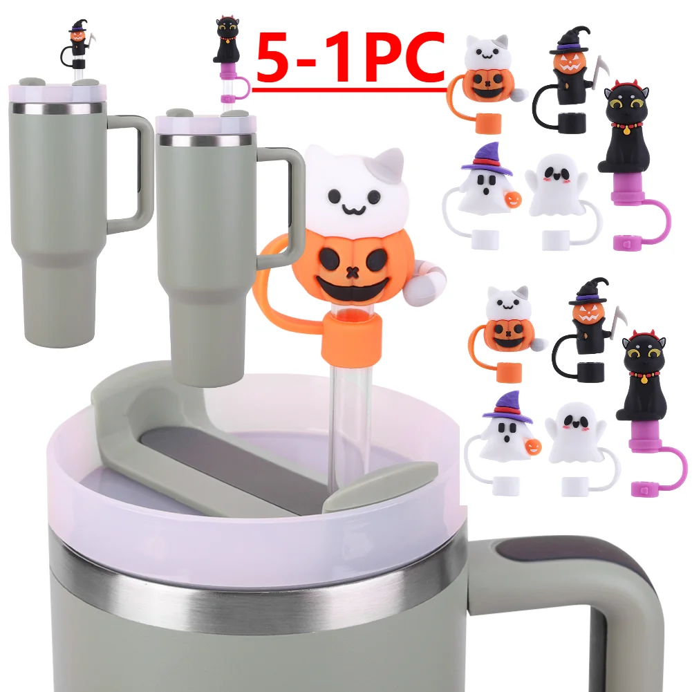 5-1 Шт. Милые Соломенные Чехлы Для Хэллоуина Подходят Чашек И Подставок На 30 40