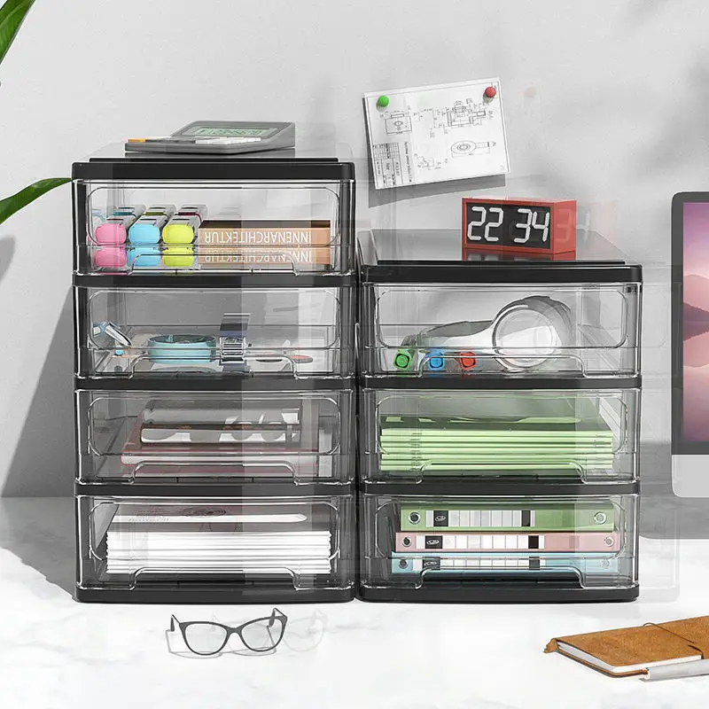 

Double Drawer Desk Storage Box Plastic File Sundries Rack Cosmetic Cabinet Storage Storage Box Desktop Makeup Storage Box