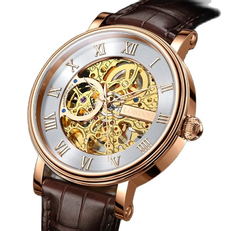 

Switzerland Luxury Brand LOBINNI Seagull Automatic Mechanical Men's Watches Sapphire 50M Waterproof Dual Skeleton Clocks L9018