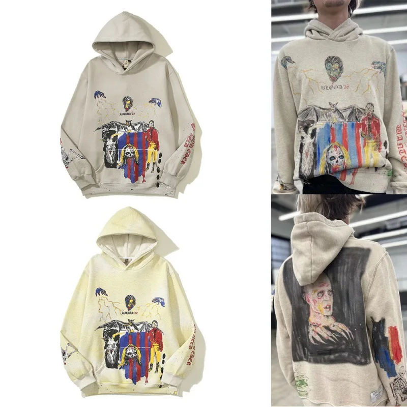 

Hip Hop Graffiti Spoof Ghost Night Printing Hoodies 100% Cotton Tops Outerwear Autumn Men Women Casual Loose Hooded Sweatshirts