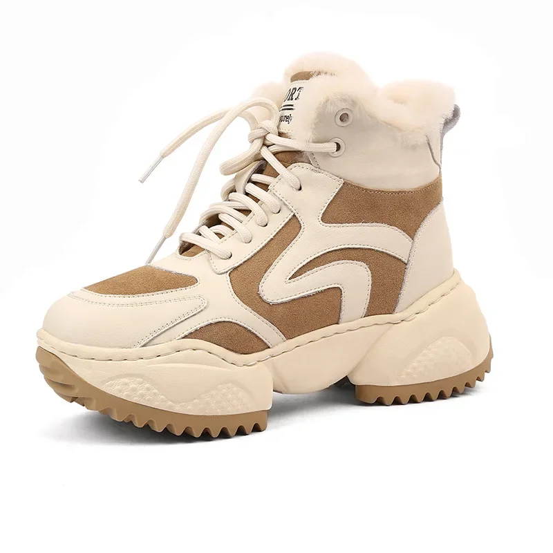 

2023 Warm Boots Women Add Fleece Thick Warm Shoes Winter Explosive Warm Sports Shoes Thick Soles High Top Casual Snow Boots