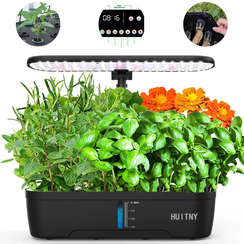 12 holes-Hydroponic System kits Indoor Soilless Cultivation equipment LED Plant Growth lamp Vegetable fruit herb Planting Box