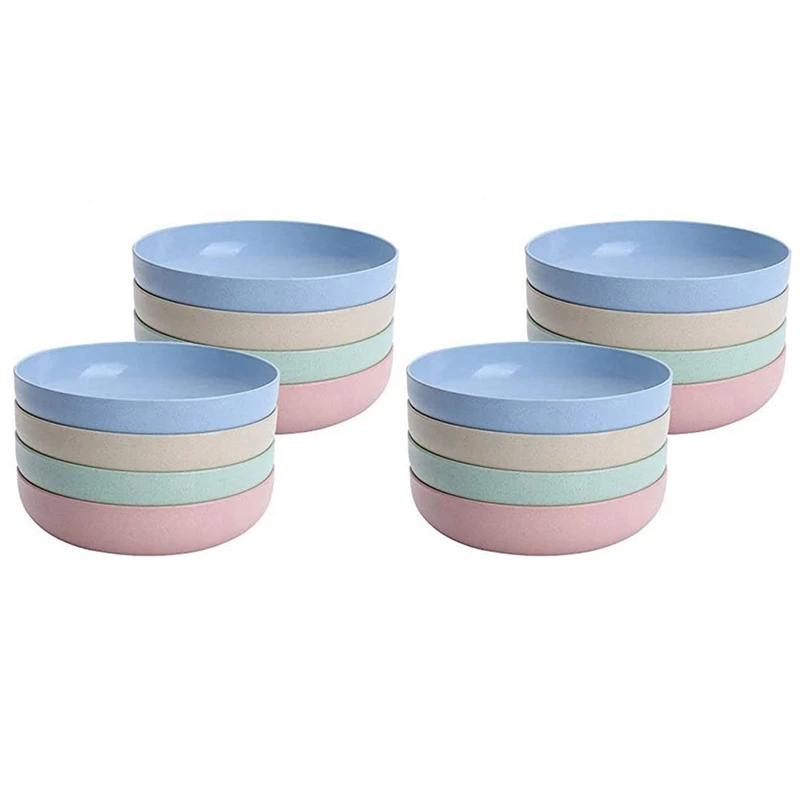 

24Pcs Wheat Straw Kids Plates, Lightweight And Unbreakable Small Dishes