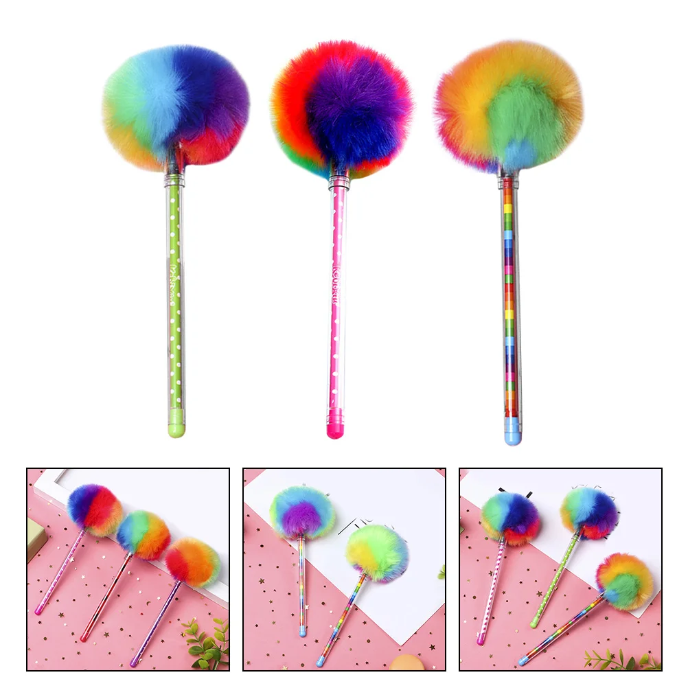 

3pcs Sign Pen Writing Pen Ball-Point Pen Adorable Pens Pompom Pen Gift Pen
