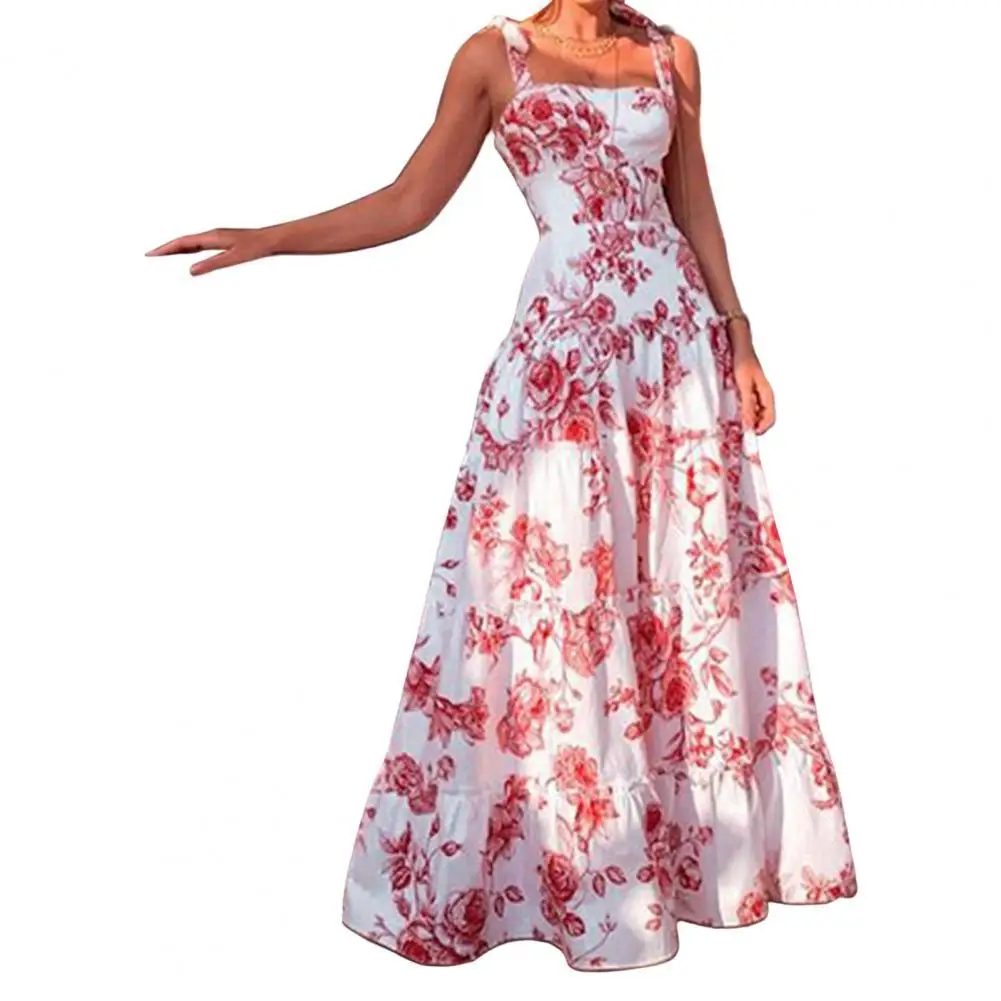

Plus Size Floral Print Long Women Dress Floral Print Ruffles Women Flower Pattern Long Dress Streetwear Elegant Female Vestidos