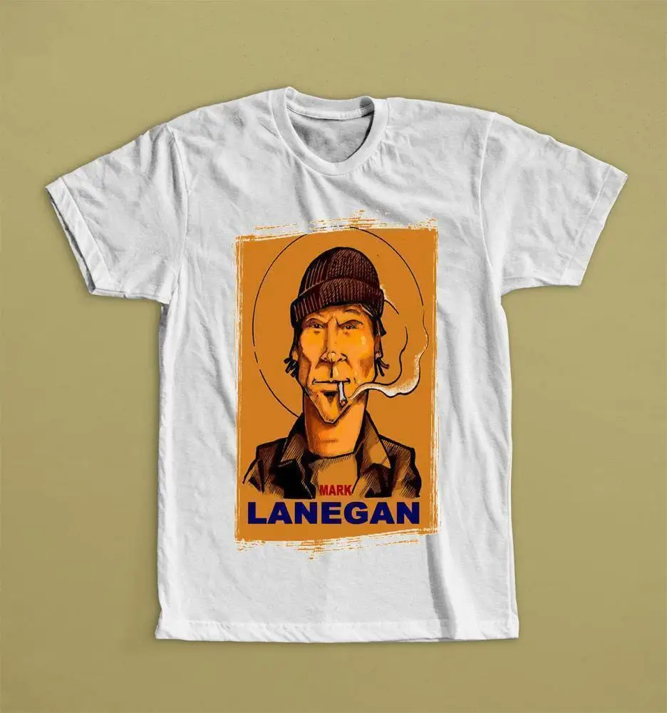 Марк Lanegan воспоминания карикатура винтажная белая унисекс фотофутболка NE398