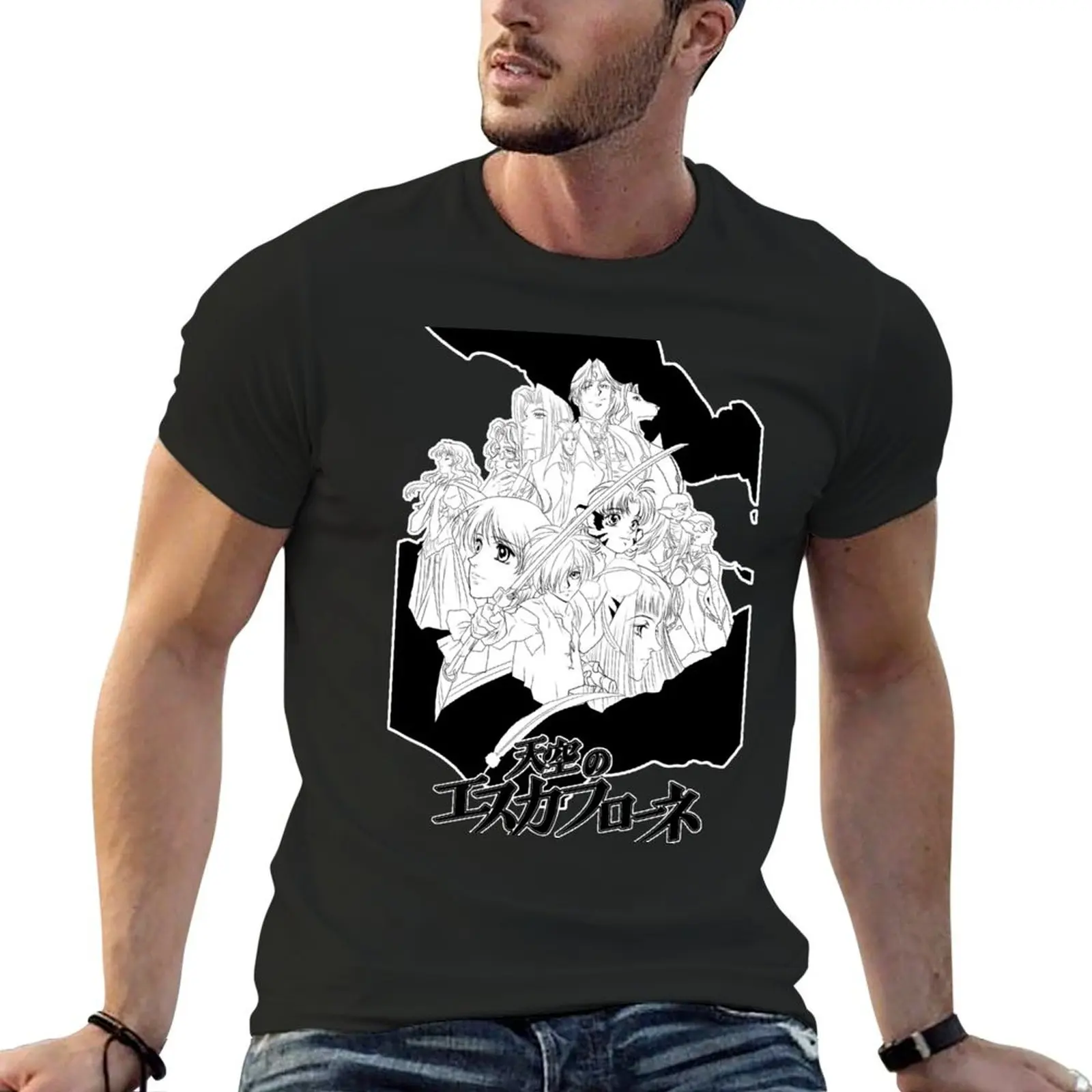 Футболка THE VISION OF ESCAFLOWNE большие размеры спортивные мужские футболки с