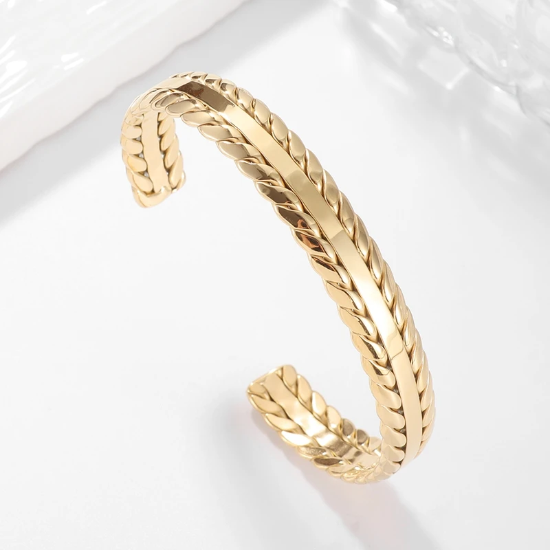 Классические открытые браслеты-манжеты из нержавеющей стали регулируемая