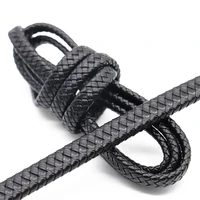 0 5m1 6inchpack black brown genuine leather cords 8mm 10mm 12mm flat braided leather cord for bracelet jewelry making