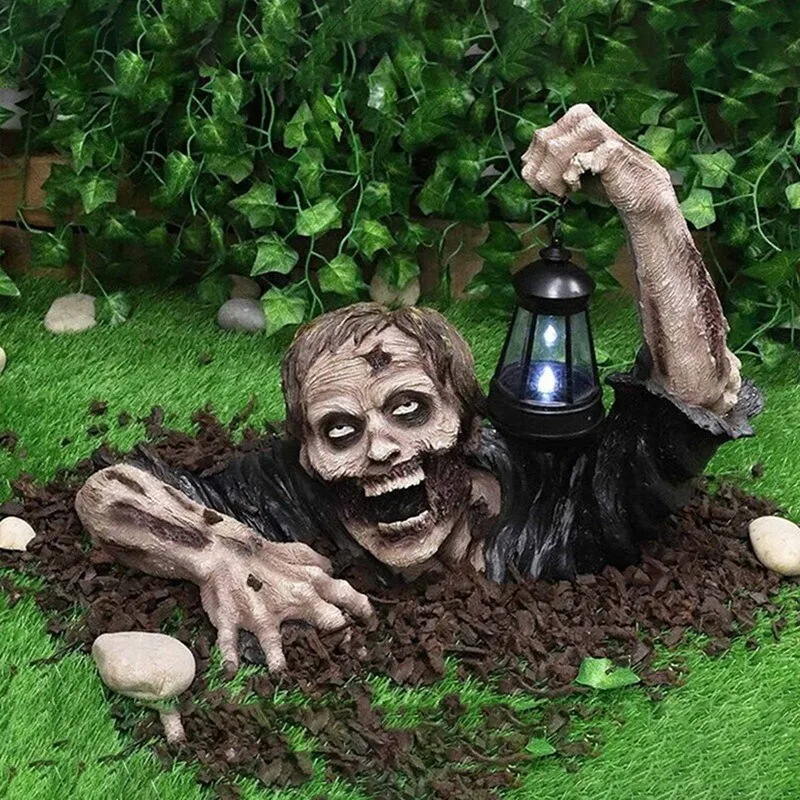 

Garden Zombie Lantern Statues Halloween Horror Scenes Decor Props Creative Halloween Zombie Shape Lawn Decorative Sculpture