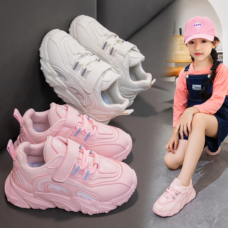 Children White Leather Sneakers Toddler Boys Tennis Sports Shoes Girl Running Shoes Kids Velvet School Shoes 6-14Y Autumn Winter