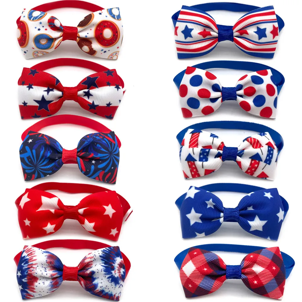 

50/100pcs Pet American Independence Days Product Dog Bowties NeckTies 4th of July US Flag Style Small Dog ties Dog Grooming Bows