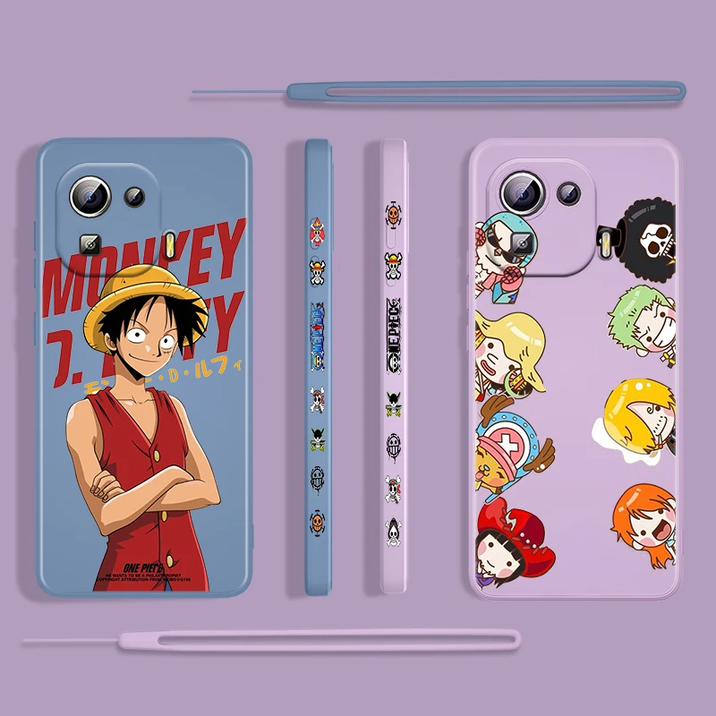 

Japanese Anime One Piece For Xiaomi Mi 12 11 11i 10 10S 9 6 Ultra Lite Pro SE 4G 5G Silicone Liquid Left Rope Phone Case Capa
