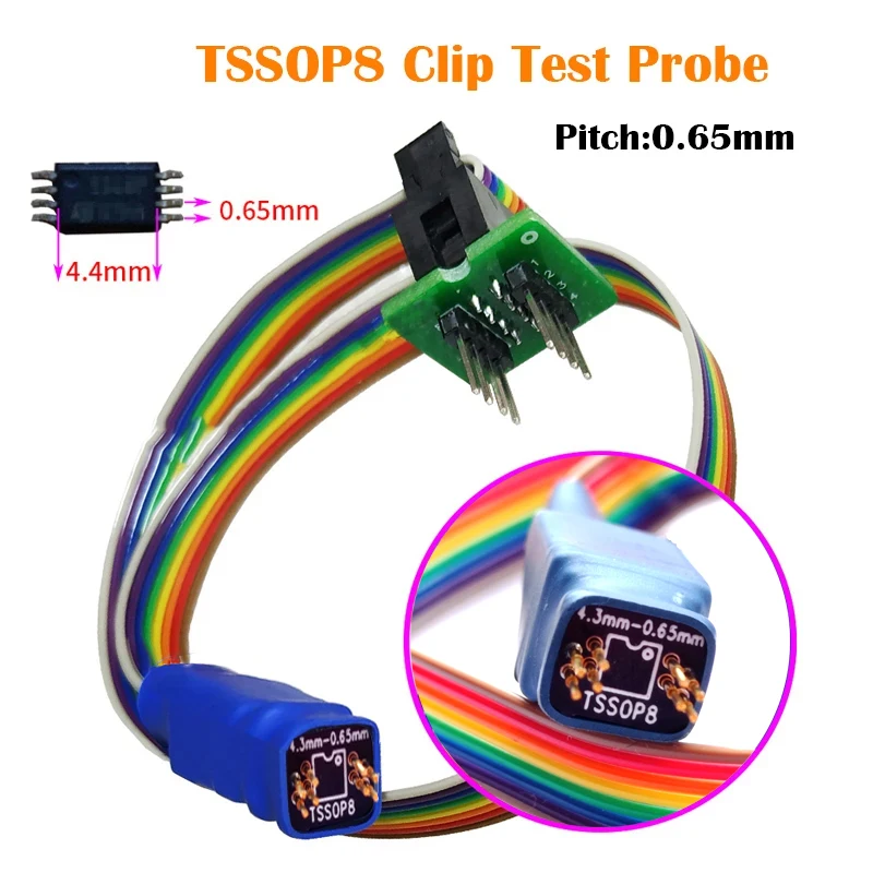 TSSOP8 клипса тестовый зонд линия 8 контактов 4,3 мм-0,65 мм для программирования микросхем на USB программатор EZP2019 EZP2023 Xgecu TL866II T56 T48