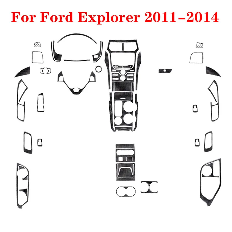 

For Ford Explorer 2011-14 With MyFord Touch No Sony Audio System Carbon Fiber Black Stickers Car Interior Decorative Accessories