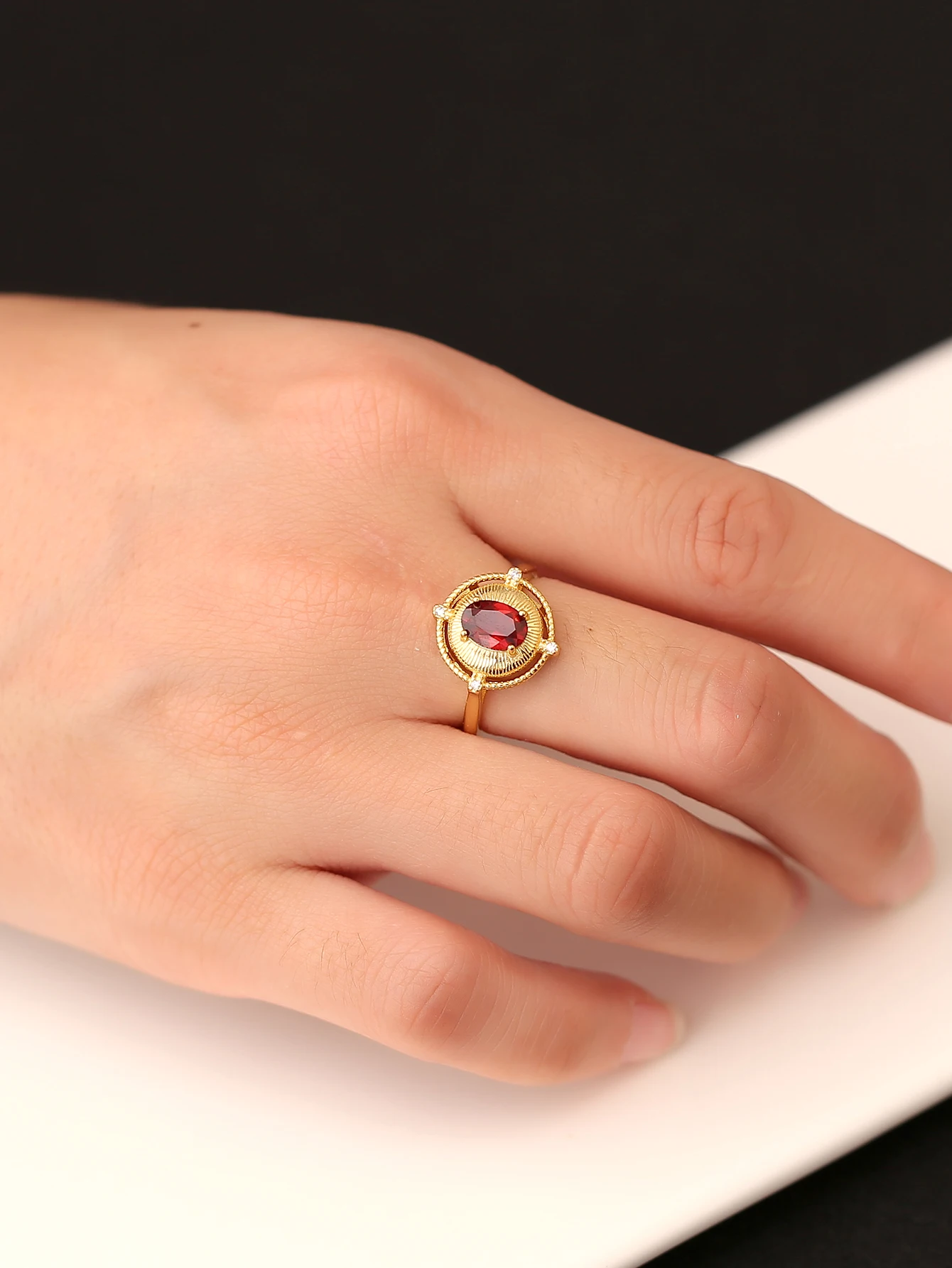 Новое женское кольцо из чистого серебра S925 позолоченное 18 карат в сочетании с