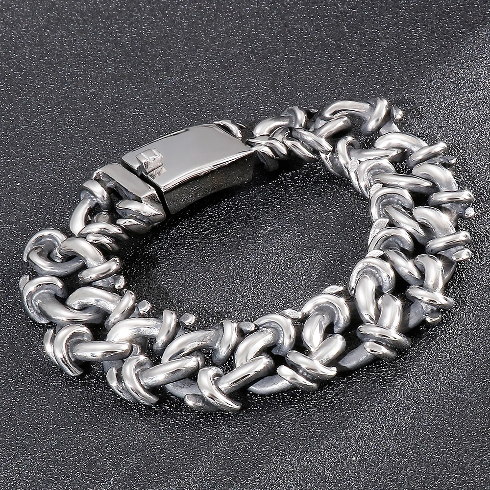 

20mm Heavy Punk Retro Irregular Special Design Link Chain Bracelet Men Hiphop Rock Stainless Steel Viking Biker Bangle Jewelry