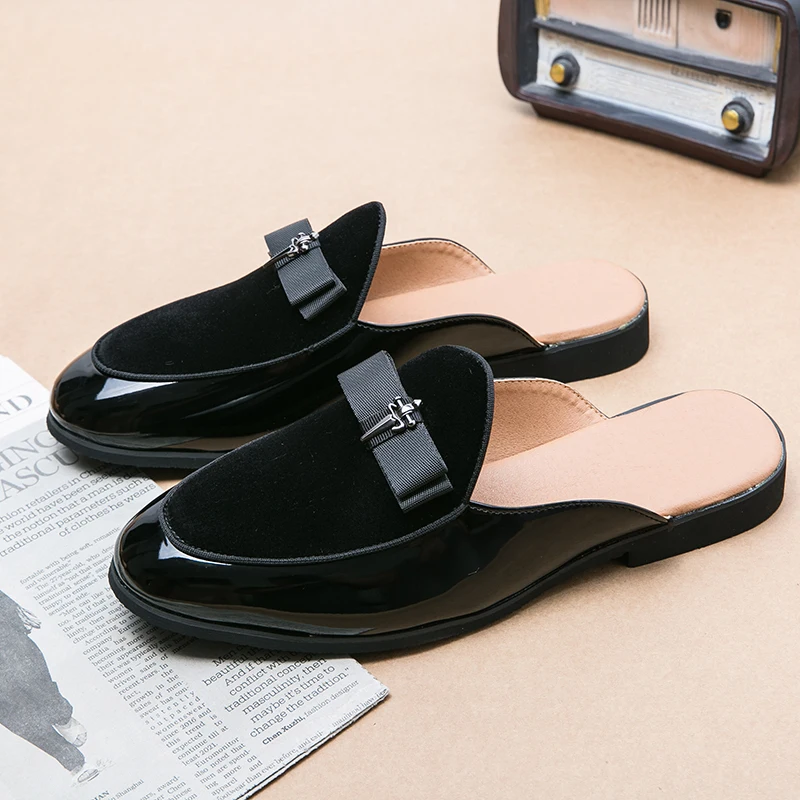 Genuine Leather Men’s Half Shoes For Men Shoes Mules Casual Designer Shoes Fashion Loafers Luxury