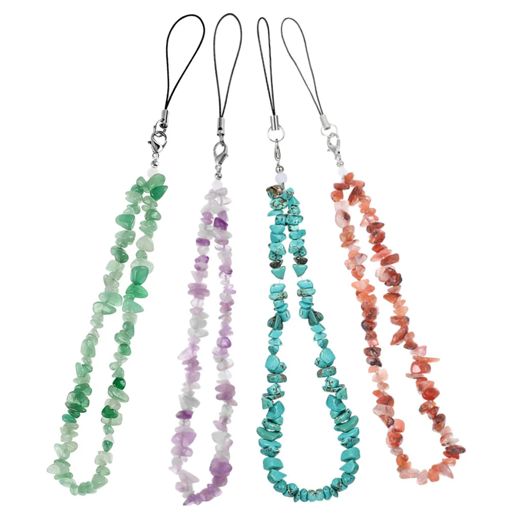 

4Pcs Beaded Lanyard Crystal Stone Charm Strap Hand Wrist Lanyard