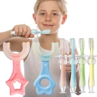 детская зубная щетка щетка для зубов детская зубная щетка u Детская зубная щетка Детская выпадающая зубная щетка Чистка полости рта 360  силиконовая щетка U-образная Мягкая зубная щетка для здоровья щетка для детей