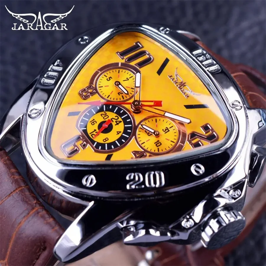 Фото Мужские часы JARAGAR 951 Luxury Automatic Mechanical Business Watch Racing Design Geometric Triangle Casual Fashion Reloj Hombre №2