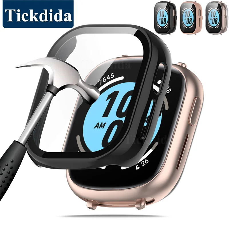 

Tempered Glass+Case for Honor Watch 4 Screen Protector Frame Bumper Cover for Honor Watch 4 Case