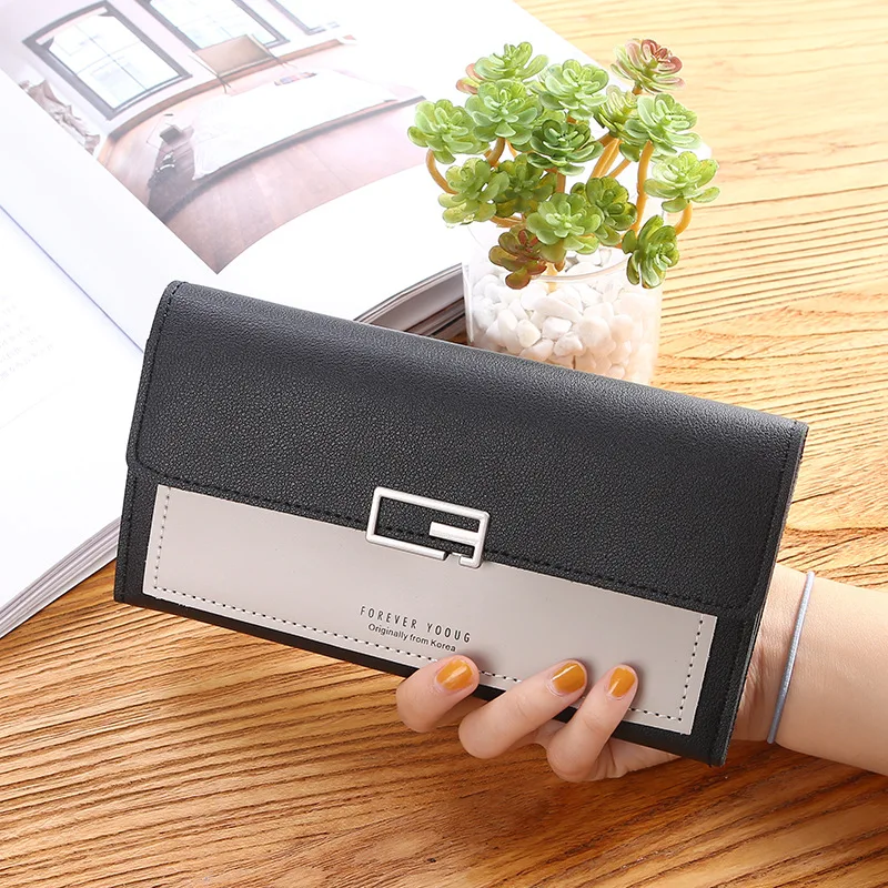 2023 new Korean version of ladies purse female clutch bag long 30% off wallet buckle multi-card coin purseLarge-capacity wallet