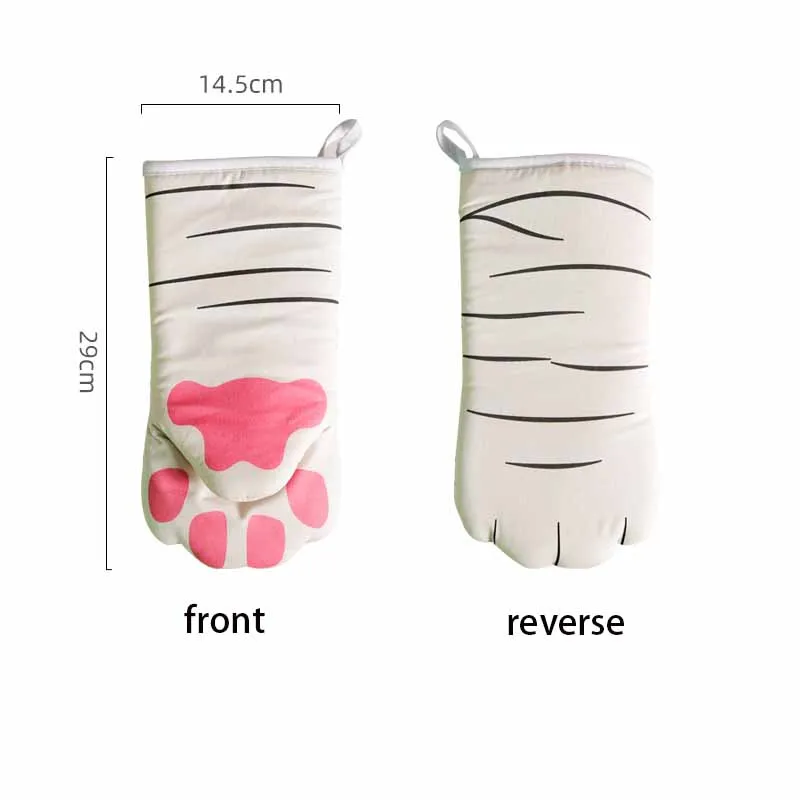 Cute Cat Paws Oven Mitts Cat Claw Baking Oven Gloves Anti-scald Microwave Heat Resistant Insulation Non-slip Cat Paw Gloves images - 6