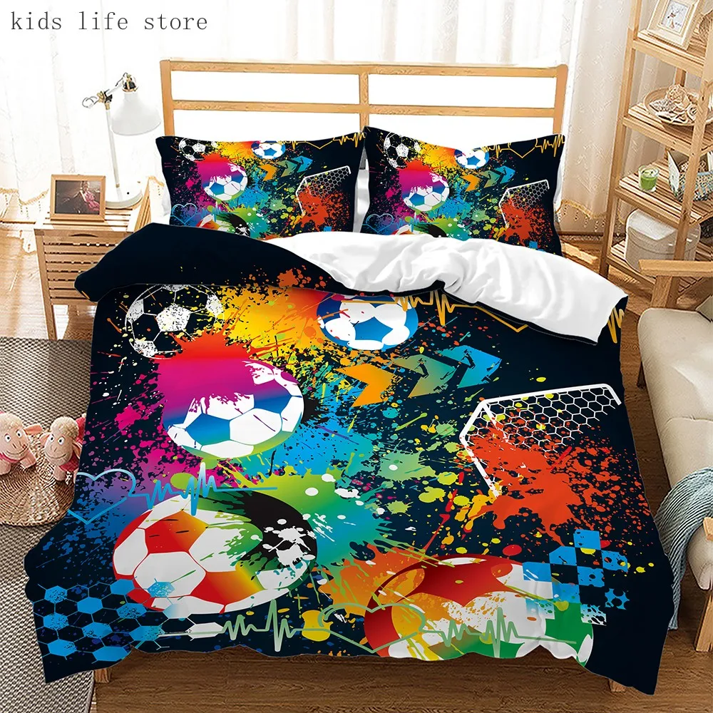 

Football Match Bedding Set Soccer Sport Duvet Cover 3D Printed Home Textile For Boys Kids Gifts Ball Game Theme Bedroom Decor
