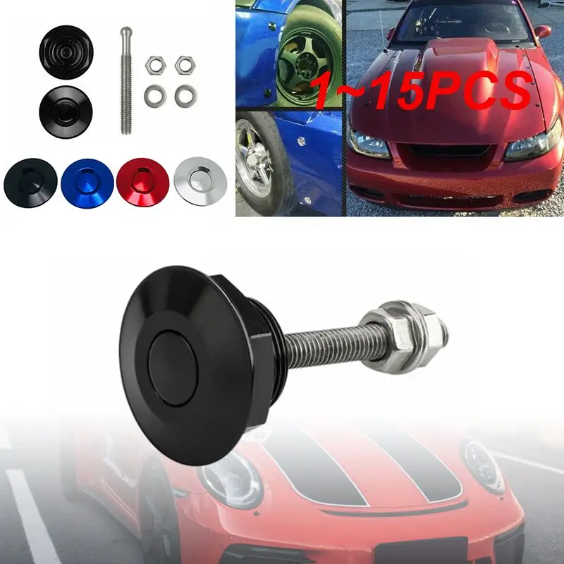 

1~15PCS Universal 32mm/1.25" Push Button Billet Hood Pins Lock Clip Kit Engine Bonnets Lock Aluminum High Quality Car Quick