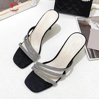 new 2022 fashion women pumps sandals summer sexy high heels rhinestones elegant pointed toe transparent party shoes