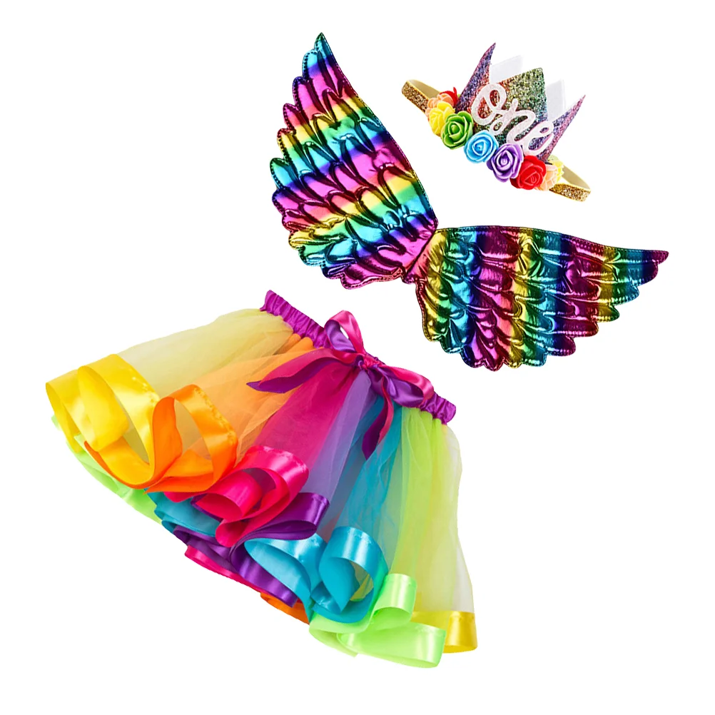 

Rainbowtutu1St Birthday Costume Skirt Girl Yearnewborn Colorful Girls Dress Ballethat Fairy