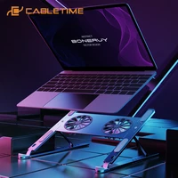 CABLETIME Dual Fan Gaming Laptop Stand Aluminum Foldable Cooler for Notebook Laptop Macbook Pro Adjustable Holder C408
