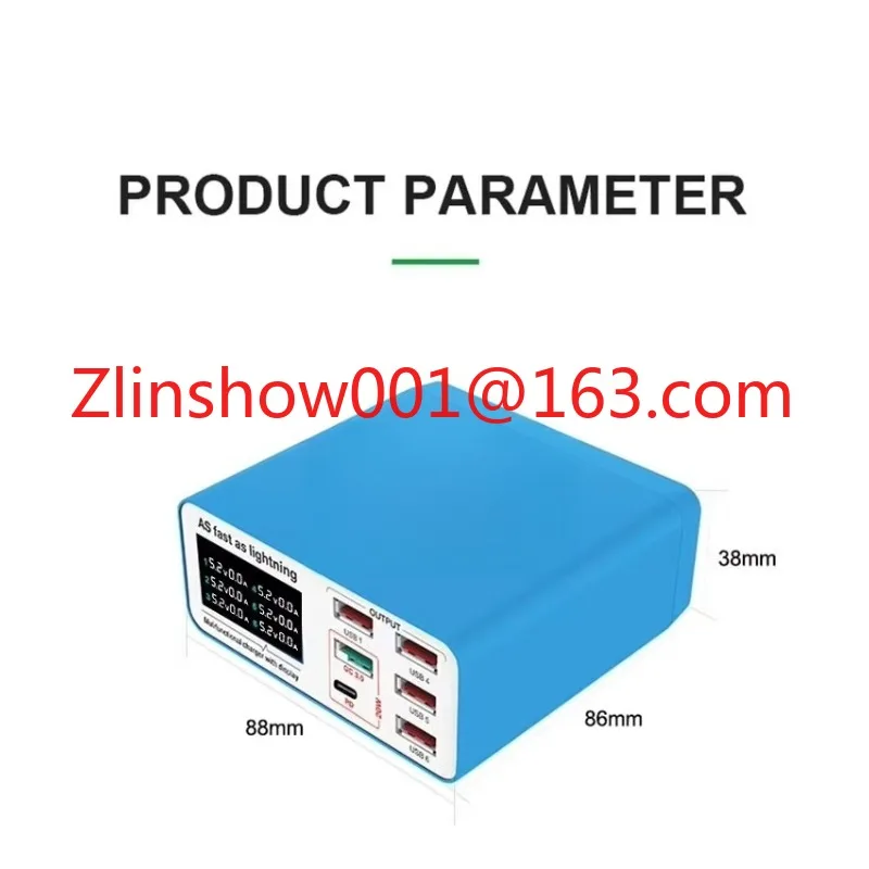 Фото RL-304P PD3.0 + QC3.0 Smart 6-портовое USB-зарядное устройство с цифровым дисплеем Быстрое зарядное устройство для Android-телефонов, планшетов Быстрое зарядное устройство №2