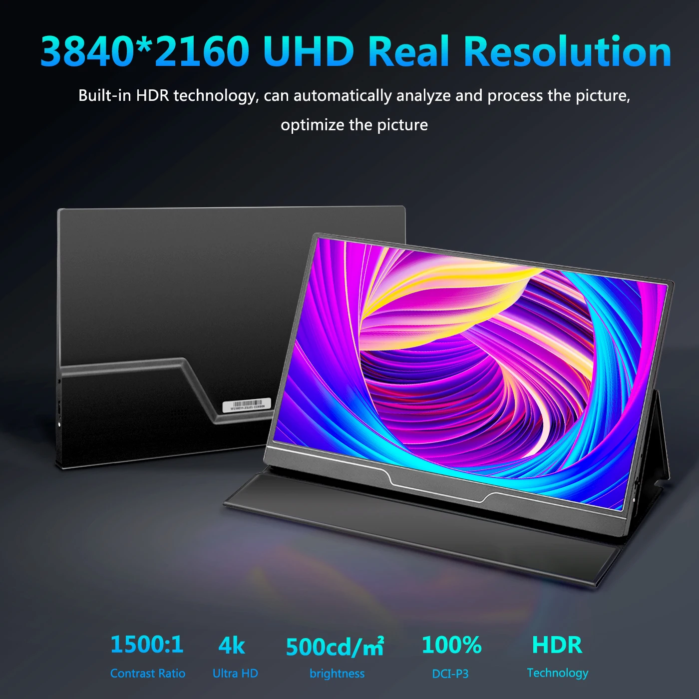 Портативный монитор 15 6 дюймов 4K UHD 3840*2160 IPS HDR 500 нит двойной динамик игровой