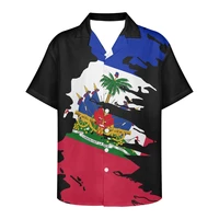 fashion new design mens shirt summer 2022 men shirts haiti flag printing clothing plus size short sleeved v neck mens shirts
